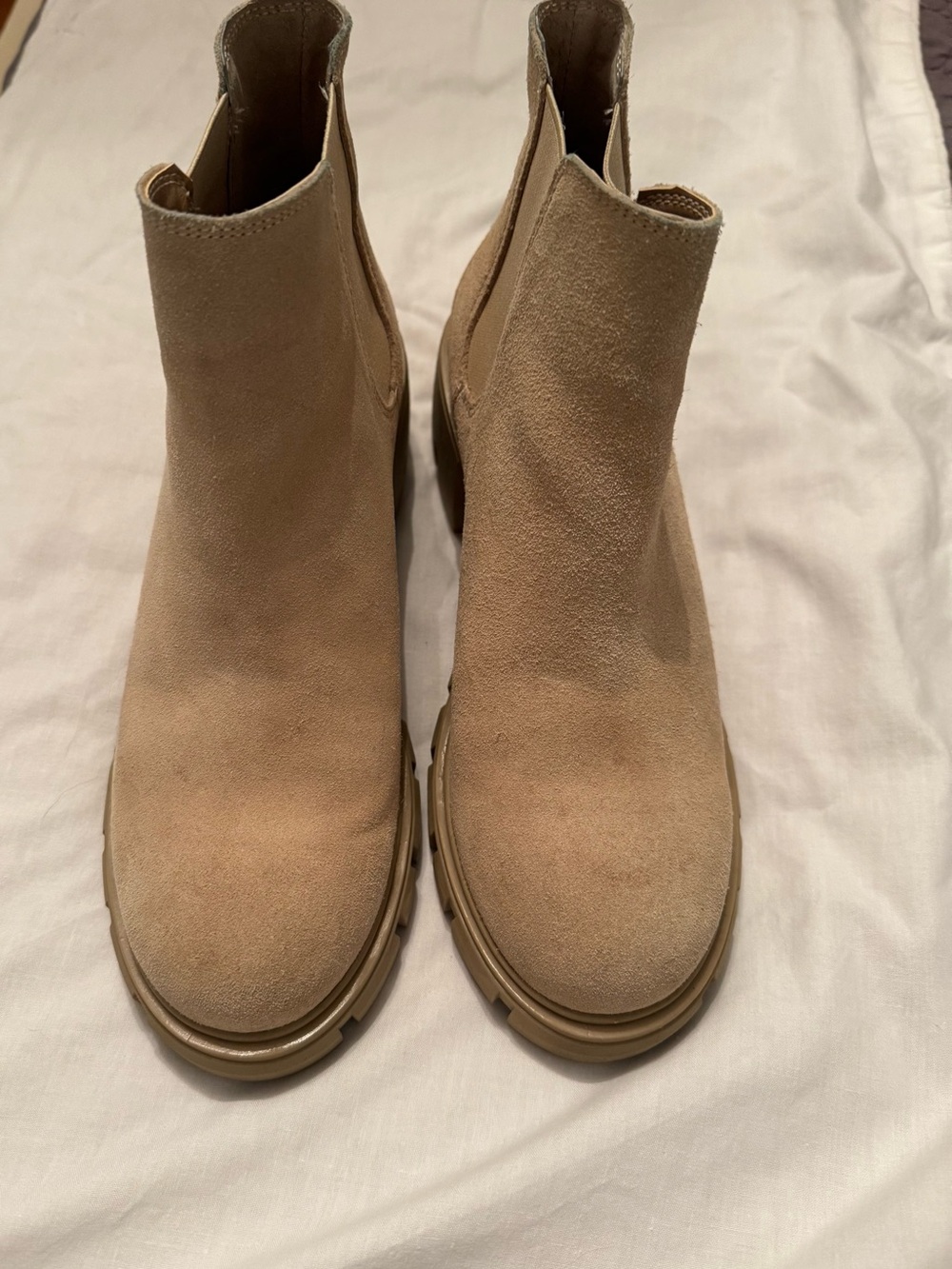 Steven Madden Suede Chelsea Ankle Boots in Beige - Women's